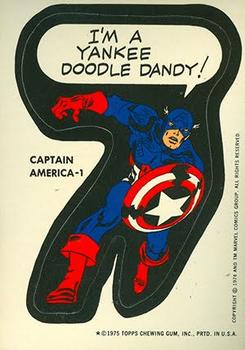 1975 Topps Comic Book Heroes Stickers #NNO Captain America-1 Front