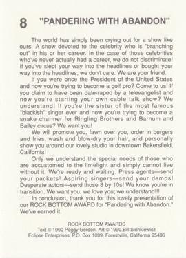 1990 Eclipse Rock Bottom Awards #8 Crossover Acts Back