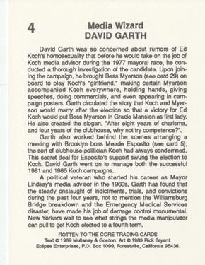 1989 Eclipse Rotten to the Core #4 David Garth Back