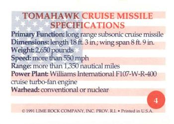 1991 Lime Rock Heroes of the Persian Gulf #4 Tomahawk Cruise Missile Back