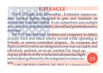 1991 Lime Rock Heroes of the Persian Gulf #25 F-15 Eagle Back