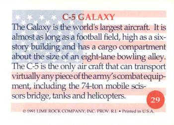 1991 Lime Rock Heroes of the Persian Gulf #29 C-5 Galaxy Back