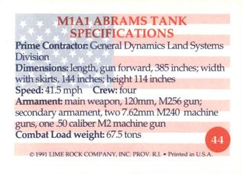 1991 Lime Rock Heroes of the Persian Gulf #44 M1A1 Abrams Tank Back