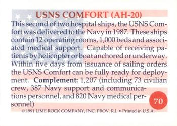 1991 Lime Rock Heroes of the Persian Gulf #70 USNS Comfort (AH-20) Back