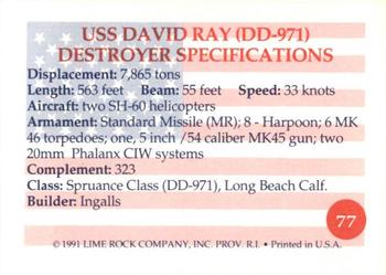 1991 Lime Rock Heroes of the Persian Gulf #77 USS David Ray (DD-971) Back