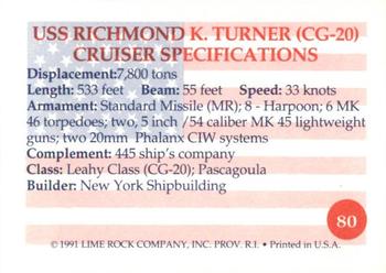 1991 Lime Rock Heroes of the Persian Gulf #80 USS Richmond K. Turner (CG-20) Back