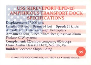 1991 Lime Rock Heroes of the Persian Gulf #89 USS Shreveport (LPD-12) Back