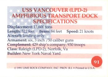 1991 Lime Rock Heroes of the Persian Gulf #91 USS Vancouver (LPD-2) Back