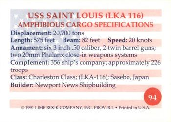 1991 Lime Rock Heroes of the Persian Gulf #94 USS Saint Louis (LKA 116) Back