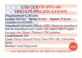 1991 Lime Rock Heroes of the Persian Gulf #105 USS Curtis (FFG-38) Back