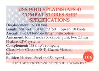 1991 Lime Rock Heroes of the Persian Gulf #106 USS White Plains (AFS-4) Back