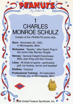 1991 Tuff Stuff Peanuts Preview #1 Charles Monroe Schulz Back
