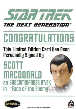 2013 Rittenhouse Star Trek The Next Generation Heroes & Villains - Autographs #NNO Scott MacDonald / Subcommander N'Vek Back