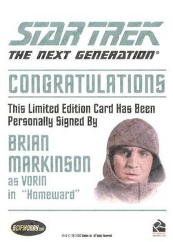 2013 Rittenhouse Star Trek The Next Generation Heroes & Villains - Autographs #NNO Brian Markinson Back