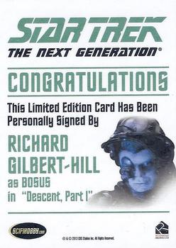 2013 Rittenhouse Star Trek The Next Generation Heroes & Villains - Autographs #NNO Richard Gilbert-Hill / Bosus Back