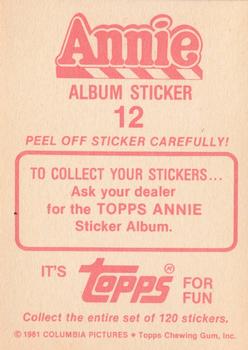 1982 Topps Annie Stickers #12 Rooster and Lily - Sticker 12 Back