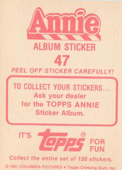 1982 Topps Annie Stickers #47 Orphanage, top left Sticker 47 Back