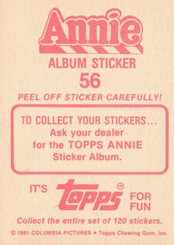 1982 Topps Annie Stickers #56 Annie Album Sticker 56 Back