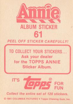 1982 Topps Annie Stickers #61 Annie Album Sticker 61 Back