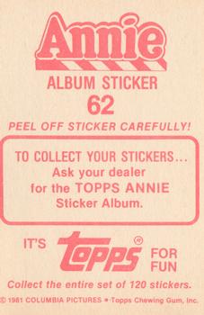 1982 Topps Annie Stickers #62 Annie Album Sticker 62 Back