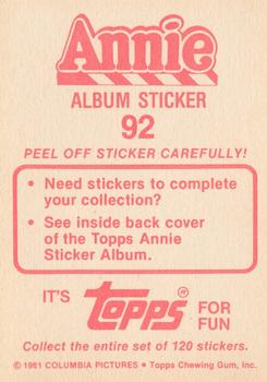 1982 Topps Annie Stickers #92 Annie Album Sticker 92 Back