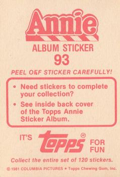 1982 Topps Annie Stickers #93 top Back