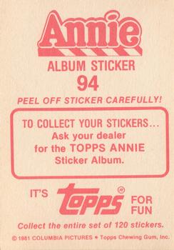 1982 Topps Annie Stickers #94 bottom Back