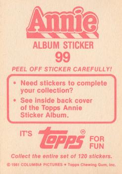 1982 Topps Annie Stickers #99 Annie Album Sticker 99 Back