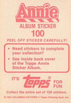 1982 Topps Annie Stickers #100 Annie Album Sticker 100 Back