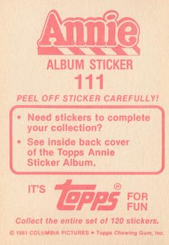 1982 Topps Annie Stickers #111 Annie Album Sticker 111 Back