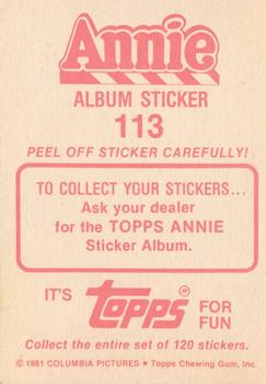1982 Topps Annie Stickers #113 top left Back