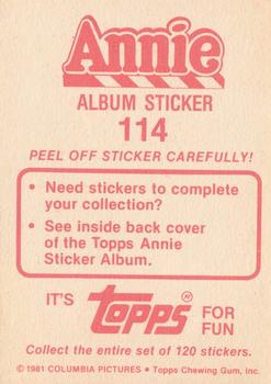 1982 Topps Annie Stickers #114 top right Back