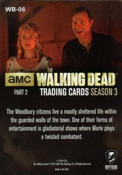 2014 Cryptozoic The Walking Dead Season 3 Part 2 - Woodbury Foil #WB-06 Tonight's Entertainment Back
