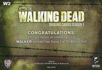 2014 Cryptozoic The Walking Dead Season 3 Part 2 - Wardrobe #W2 Walker Back
