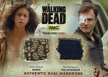 2014 Cryptozoic The Walking Dead Season 3 Part 2 - Dual Wardrobe #DM3 Melissa Ponzio as Karen / David Morrissey as The Governor Front