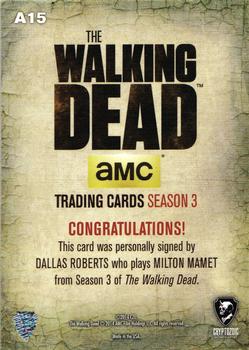 2014 Cryptozoic The Walking Dead Season 3 Part 2 - Autographs #A15 Dallas Roberts Back