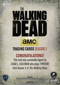 2014 Cryptozoic The Walking Dead Season 3 Part 2 - Autographs #A18 Chad L. Coleman / Tyreese Back