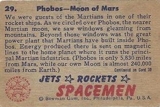 1951 Bowman Jets, Rockets, Spacemen (R701-13) #29 Phobos - Moon of Mars Back