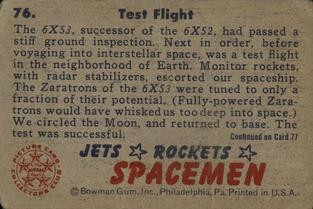 1951 Bowman Jets, Rockets, Spacemen (R701-13) #76 Test Flight Back