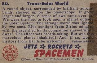 1951 Bowman Jets, Rockets, Spacemen (R701-13) #80 Trans-Solar World Back