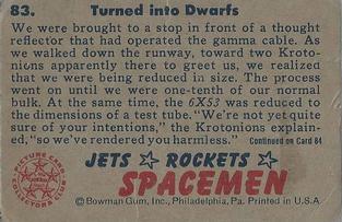 1951 Bowman Jets, Rockets, Spacemen (R701-13) #83 Turned into Dwarfs Back