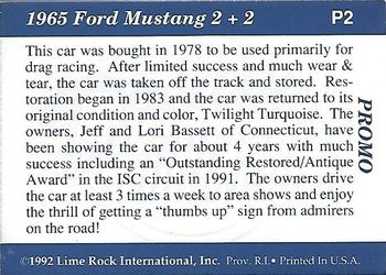 1991-92 Lime Rock Dream Machines - Unstamped #P2 1965 Ford Mustang 2 + 2 Back