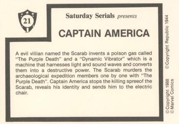 1988 DC Comics Saturday Serials #21 Captain America Story Back