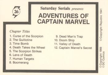 1988 DC Comics Saturday Serials #26 Adventures of Captain Marvel Chapters Back