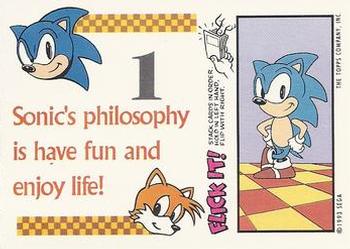 1993 Topps Sonic the Hedgehog - Flick It #1 Sonic Hedgehog Back