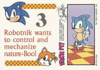 1993 Topps Sonic the Hedgehog - Flick It #3 Sonic Hedgehog Back