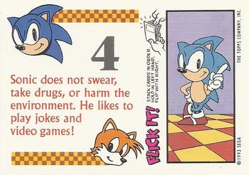 1993 Topps Sonic the Hedgehog - Flick It #4 Sonic Hedgehog Back