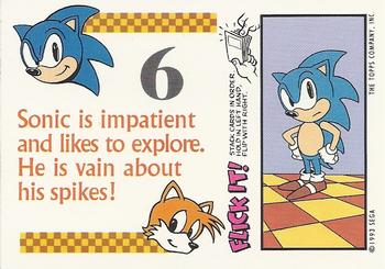 1993 Topps Sonic the Hedgehog - Flick It #6 Sonic Hedgehog Back