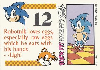 1993 Topps Sonic the Hedgehog - Flick It #12 Sonic Hedgehog Back