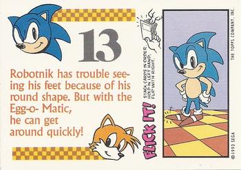 1993 Topps Sonic the Hedgehog - Flick It #13 Sonic Hedgehog Back